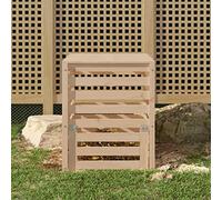Composter Solid Pine 63.5 x 63.5 x 77.5 cm Compost Container with Lid and Flap for Garden Waste Kitchen Waste Organic Waste Slatted Design for Ventilation and Nutrient Rich Humus