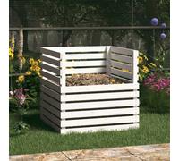Composter Solid Pinewood White 80x80x78 cm Outdoor Garden Compost Bin HeavyDuty