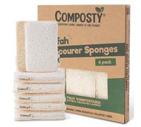 Composty Loofah Sponges Washing Up | Award Winning | 6 Pack | Eco Kitchen Sponge | Non Scratch Scourers | Compostable & Plastic Free | Cellulose Dish Sponge | Biodegradable Household Cleaning Pads