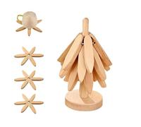 Compoteend Wooden Trivet, Premium Heat-Resistant Natural Wooden Trivet Set, Walnut Tree-Shape Trivets - Anti-Stain, Foldable, Easy Care for Hot Dishes, Pots, Bowls & Teapots (Natural 3pcs)