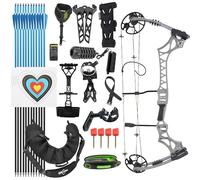 Compound Bow 32" Axle-to-Axle IBO 320fps 30-70lbs Adjustable Draw Weight for Adults Beginners Hunters for Outdoor Hunting Target Shooting (Grey-Green set)