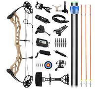 Compound Bow Bowfishing Package, Hunting and Target, Limb Made in USA,Draw Weight 19-70 lbs Adjustable, Draw Length 19~30",up to IBO 320FPS Speed, with Archery Hunting Accessories Kit (Earth)
