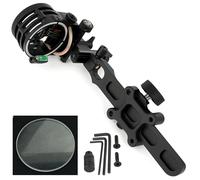 Compound Bow Sight 5 Pin, Left/Right Universal, 4X 6X 8X Lens, Short/Long Bar, 0.019" Fiber Adjustable Bow Sight (Long Pole-Bow Sight+4X Lens)