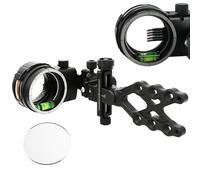 Compound Bow Sight 5 Pin,Left/Right Universal, Aluminum Bar Short Style, 0.019" Fiber, 4X 6X 8X Lens, Micro Adjustable Bow Sight High-end Competitive Outdoor (Bow Sight+4X Lens)