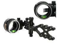 Compound Bow Sight 5 Pin,Left/Right Universal, Aluminum Bar Short Style, 0.019" Fiber, 4X 6X 8X Lens, Micro Adjustable Bow Sight High-end Competitive Outdoor (Only Bow Sight)