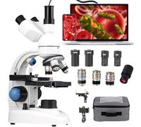 Compound Trinocular Microscope 40x-30000x/50000x/70000x Research Grade Professional Microscope, Two Tier Mechanical Stage Led Illuminated Microscope, Adult Microscope W/E-Eyepiece,30000X