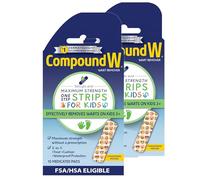 Compound W One Step Wart Remover Strips for Kids, 10 Medicated Strips for Wart Removal, 2 Pack