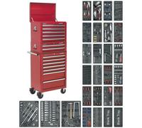 Comprehensive 1179 Piece Tool Kit With 14 Drawer Topchest And Rollcab In Red
