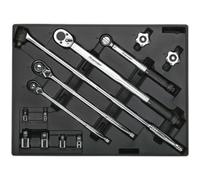 Comprehensive 13-Piece Ratchet Torque Wrench And Socket Set With Tool Tray