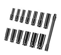 Comprehensive 14Pcs Socket Wrench Featuring 13 Metric Sockets and a 250mm Flexible Rod for Easy Access in Confined Spaces Soft Joint Extension Rod