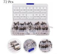 Comprehensive 72Pcs Fast Blow Electrical Glass Tube Fuse Kit, 0 5A 30A