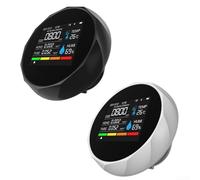 Comprehensive Air Monitor with Carbon Dioxide Detection, Measuring 6 Factors Including Temperature Humidity TVOC and Audible Alerts (Black)