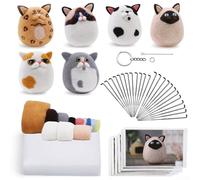 Comprehensive DIY Needle Felting Kit for Creating Cute Animals Includes Foam Pad and Guide (07)