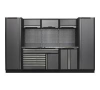 Comprehensive Garage Storage System With Stainless Steel Worktop - 3240mm X 460mm X 2000mm