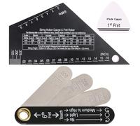 Comprehensive guitar measurement guitar relief gauges including rod gauge and action tools with clear markings for all instruments