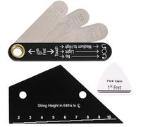 Comprehensive guitar measurement guitar relief gauges including rod gauge and action tools with clear markings for all instruments