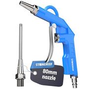 Compressed Air Blow Gun - Aluminium Housing, 12 Bar, 1/4 Inch Connection - Blow Gun with 80 mm Nozzle - for Workshop, Cleaning, Compressor, Air Pressure & Car