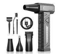 Compressed Air Cleaner for PC Cleaning - Electric Air Duster 200,000 RPM, 4-Speed Adjustable Air Blower Gun 6000mAh for Keyboard Home Outdoor Car, Alternative to Compressed Air Can, W18, Black