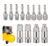 Compressed Air Coupling 12-Piece 1/4 Inch BSP Quick Connector for | Made of durable iron, plugs and sockets, tight seal without compressed air loss, for workshop, garage and car