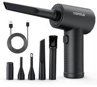 Compressed air Duster - 120000RPM 3 Speeds Electric Air Duster, 7600mAh Battery Cordless Dust Blower for Keyboard Cleaner,Rechargeable Air Blower AIC Can for Office Computers (Black, 120000RPM)
