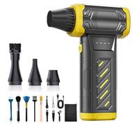 Compressed Air Duster-130000RPM Super Power Electric Air Duster Blower for Computer,Keyboard,Car,House und Outdoor (Grey-Yellow)