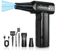 Compressed Air Duster,180000RPM Super Power Cordless Electric Air Duster,7500mAH Rechargeable Brushless Motor Blower,3-Gear Adjustable Turbo Fan Duster Blower for Computer,Car,Outdoor and House