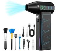 Compressed Air Duster, 180000RPM Violent Turbo Fan Blower with LED Lighting, 4 Gear Speed Electric Air Duster Rechargeable, Mini Compressor Air Blower for Computer Keyboard Cleaner, House, Car
