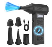 Compressed Air Duster Cleaner for PC, 4-Speed Adjustable 130000RPM Electric Air Duster with LED Light, Reusable Cordless Air Blower for Laptop, Keyboard, Car Cleaning (Black)