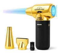 Compressed Air Duster - Electric Duster for Hair Barber, 3 Gear Mini Portable Jet Dry Air Blower, for PC, Office,Salon, Fan, Laptop, Keyboard, Car -Black Gold