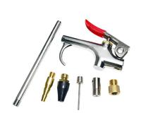 Compressed Air Duster Tool with 7-Piece Nozzle Attachment Set | All-Metal Tool Body, Chrome-Plated Finish, Single-Finger Lever for Direct Hand-Operated Air Release Action