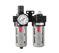 Compressed Air Filter Regulator Lubricator Combo Airtac BFC3000 3/8''NPT 0-140 PSI with Pressure Gauge Semi-Auto Drain 3 in 1 Two FR.L Unit
