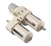 Compressed Air Filter Regulator Water Oil Trap Separator with Gauge For Semi Auto Drain for Industrial Pneumatic Systems Plastic Metal Housing White(1/2inch)