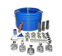 Compressed Air Piping System with 3/4 Inch ID x 200 feet 5-Way Multi-Outlet Aluminum Manifolds with individual Pressure Gauge HDPE Tubing Shop Air Line Kit, Air Compressor Line Kit | 200 PSI | 9120G