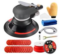 Compressed Air Sander, Eccentric Polishing Machine, SPTA 125 mm/150 mm Random Orbital Sander with 24 Sandpaper and 3 Polishing Sponge for Polishing, Grinding and Grinding Cars -HASPS6SET