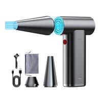 Compressed Electric Air Duster, 180000RPM 3-Gear Adjustable Electric Air Duster Cordless Air Blower for Keyboard, Electric Devices, Car Cleaning (Silver)