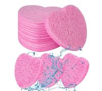 Compressed Facial Sponges, Heart Sponges, Compressed Heart Sponges, 50 Pieces, Natural Cosmetic Spa Sponges, Heart Face Sponges for Makeup Remover, Daily Facial Cleansing