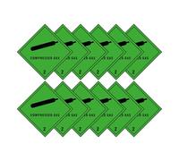 Compressed Gas 2 Hazard Diamond Multi Pack 100mm x 100mm Strong Adhesive Vinyl Stickers for Safety (12)