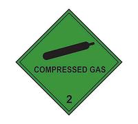 Compressed Gas Class 2 Warning Labels - Roll of 250 - Self Adhesive Vinyl - 100mm x 100mm - Hazard Safety Stickers for Cylinders, Storage & Transport