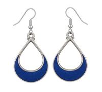 Compressed Lapis Lazuli Gemstone Inlay Beautiful Pear Drop Shape 925 Silver Plated Fashion Contemporary Earrings for Women & Teens Designer Party Gift Jewellery
