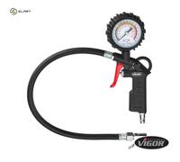 ViGOR V6905 tire pressure gauge - Fine inflation lever for targeted dosing, graduation: 0.1 bar - Rubber coated pressure gauge for protection against light impacts