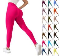 Compression 3D Leggings Women High Waist Anti Cellulite Yoga Pants Tummy Control Bums Lifting Slim Yoga Trousers Stretchy Soft Casual Joggers Sports Workout Running Pant (01-3-Hot Pink, S)
