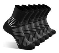 Compression Ankle Support Socks Men Running Women Trainer Coolmax Wicking Plantar Fasciitis Relief Hiking Crew Socks 3 Pairs Black Large