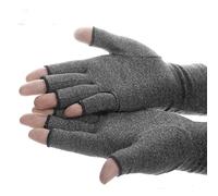 Compression Arthritis Gloves - Active Hand Therapy Fingerless Gloves for Men & Women, Grey, Size L