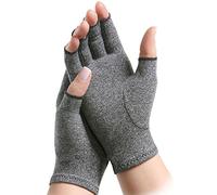 Compression Arthritis Gloves - Active Hand Therapy Fingerless Gloves for Men & Women, Grey, Size S