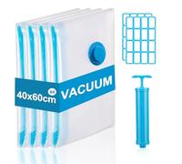 Compression Bags with Pump, Vacuum Storage Bag, 40 x 60 cm Travel Compression Bags, Reusable Vacuum Bags, Small Adhesive Labels, Pack of 4(Label colour is randomly assigned)