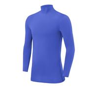 PowerLayer Compression Tops for Boys Base Layers Boys Running Top Thermal Shirt - Mock Neck - Dazzling Blue Mock Neck, 10-12 Years