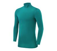 PowerLayer Kids Base Layer Long Sleeve Compression Shirt. Lightweight and Moisture Wicking Thermal Top for Football, Rugby, Soccer and Gym for Boys - Carmine Green (Boys), 12-14 Years