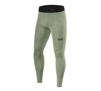 TCA Men Pro Performance Compression Leggings Thermal Base Layer Tights - Army, M