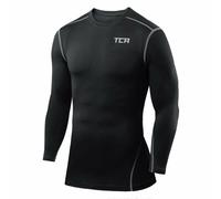 TCA Men Long Sleeve Compression Shirt, Athletic Workout Sports Undershirt Base Layer Top - Black, S