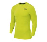 TCA Mens Pro Performance Compression Shirt Long Sleeve Top Compression Tops for Men Base Layers Men - Lime Punch, S